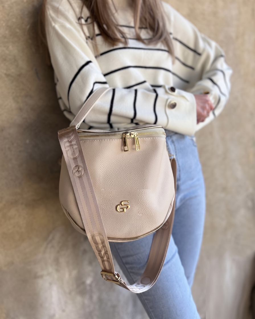Dámska béžová crossbody kabelka Grosso s vymeniteľnými popruhmi