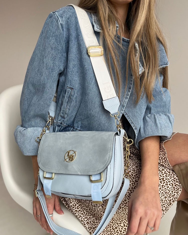 Svetlomodrá crossbody kabelka s dvoma ramienkami Laura Biaggi DX-F290-l.blue