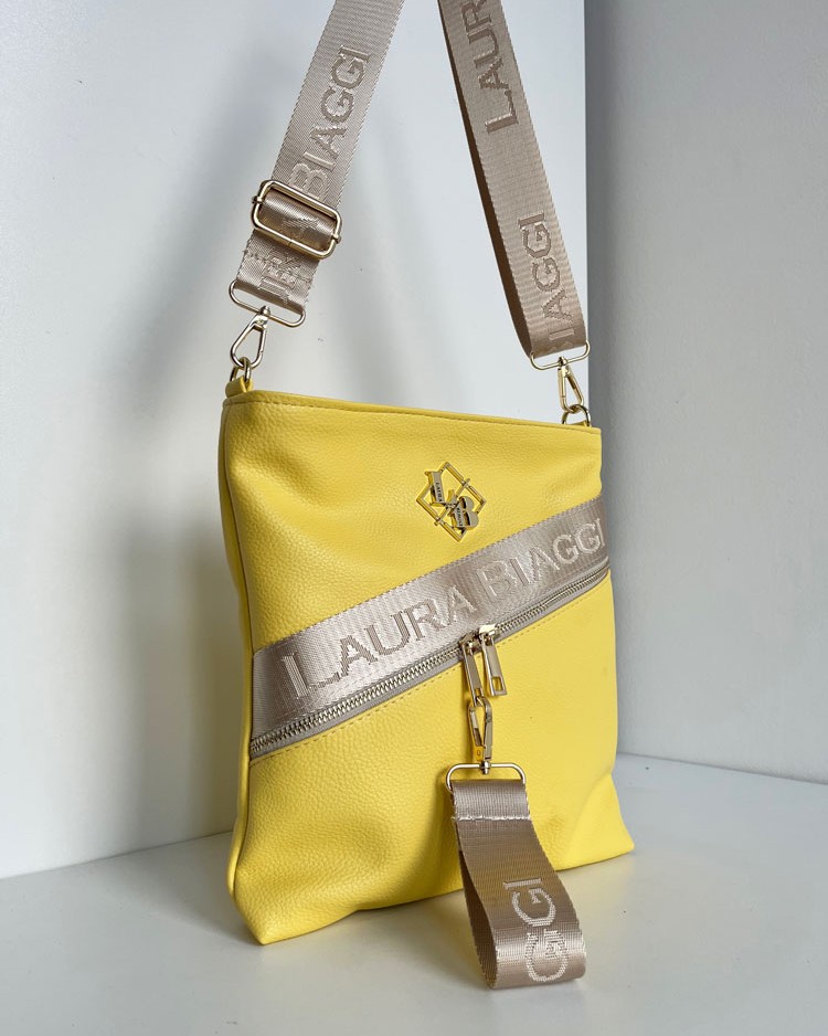 Žltá crossbody kabelka Laura Biaggi - veľká a praktická
