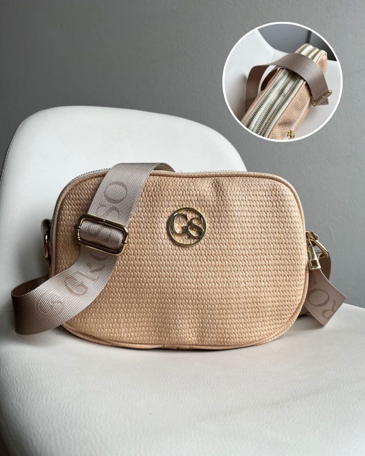 Praktická crossbody kabelka s troma GROSSO hnedá prírodná