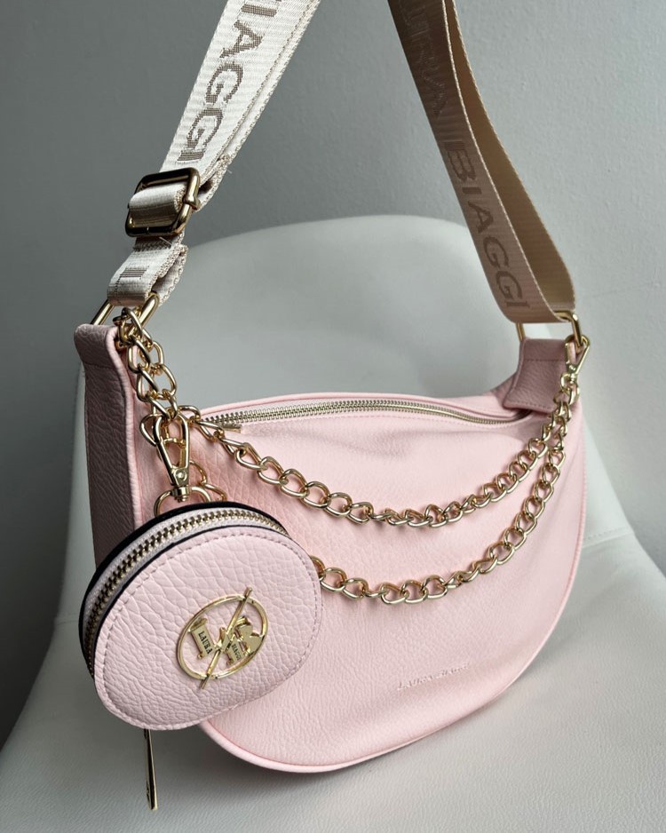 Dámska ružová crossbody kabelka s retiazkou – elegantná kabelka cez plece