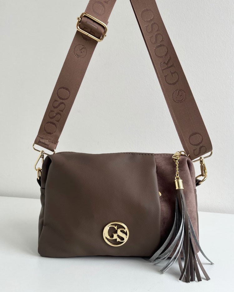 Hnedosivá crossbody kabelka GROSSO - praktická na každý deň