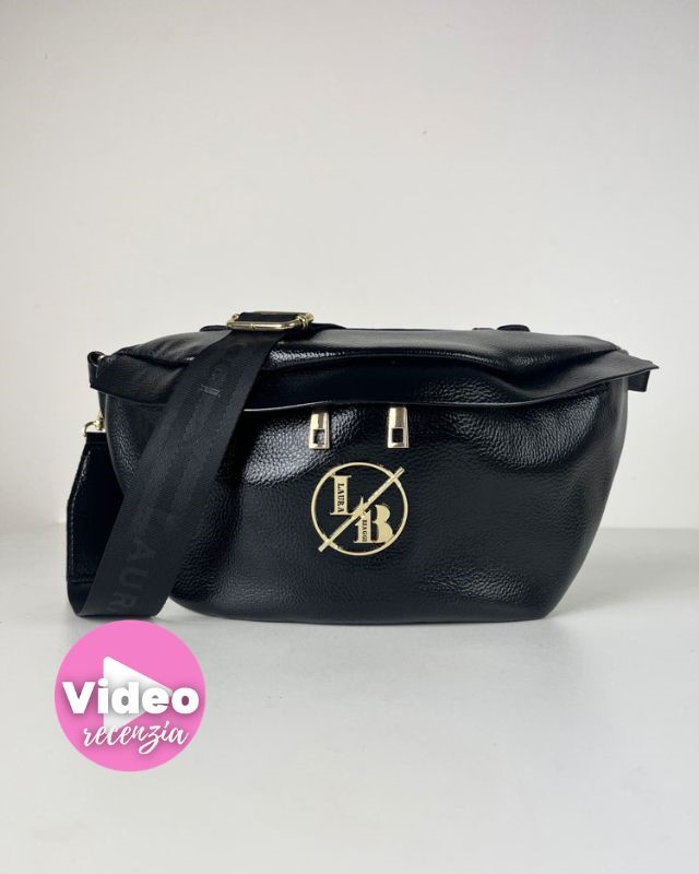 Čierna lesklá ľadvinka Laura Biaggi veľká a praktická aj ako crossbody