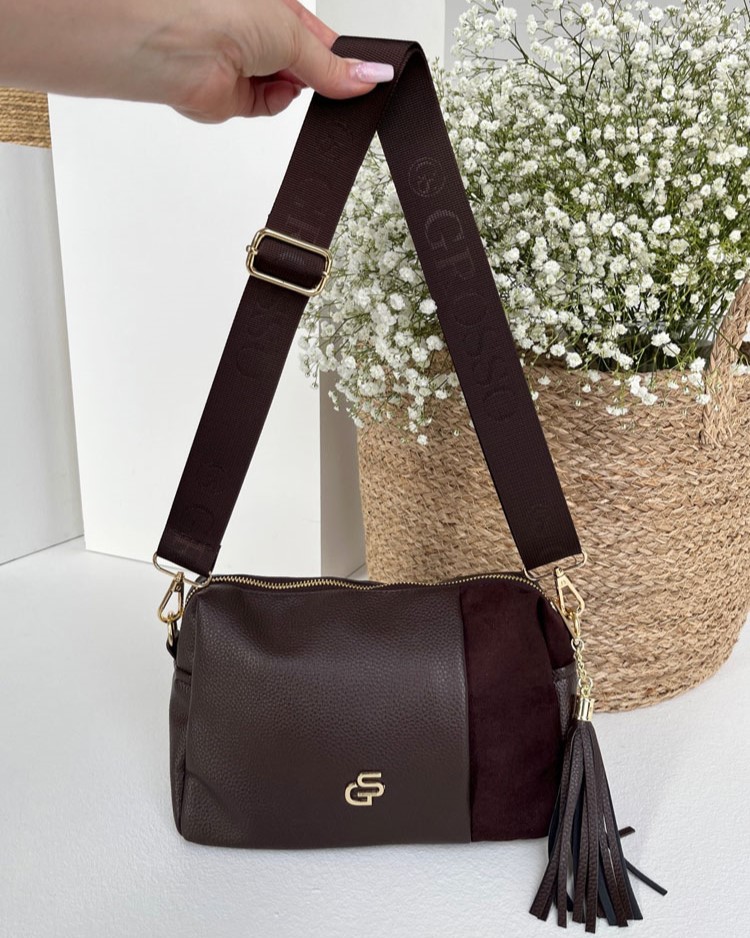 Čokoládová hnedá crossbody kabelka GROSSO - praktická na každý deň