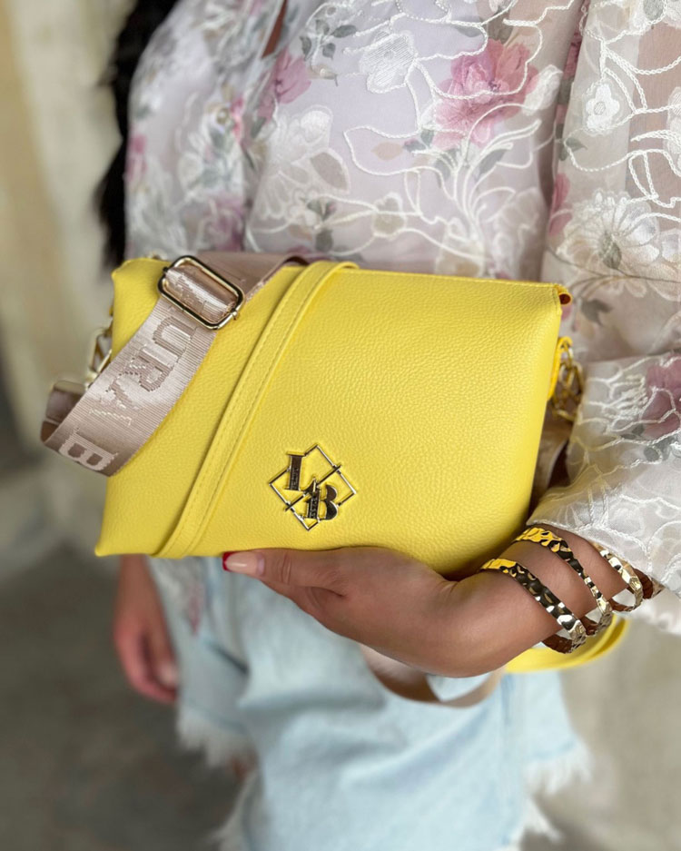 Žltá crossbody Laura Biaggi - delená s dvoma ramienkami