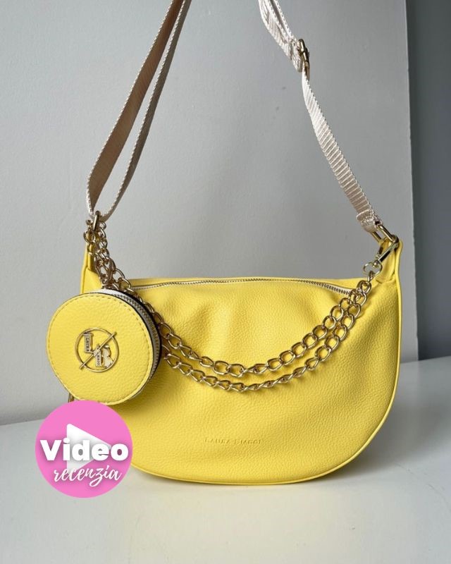 Dámska zlta crossbody kabelka s retiazkou – elegantná kabelka cez plece