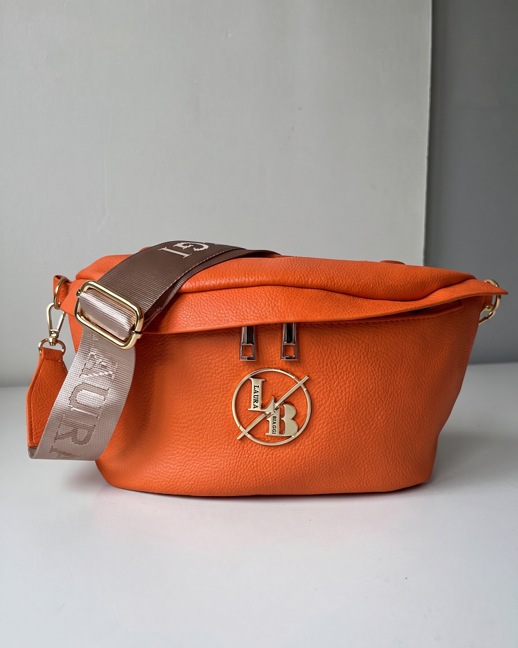 Dámska oranžová ľadvinka Laura Biaggi – veľká crossbody