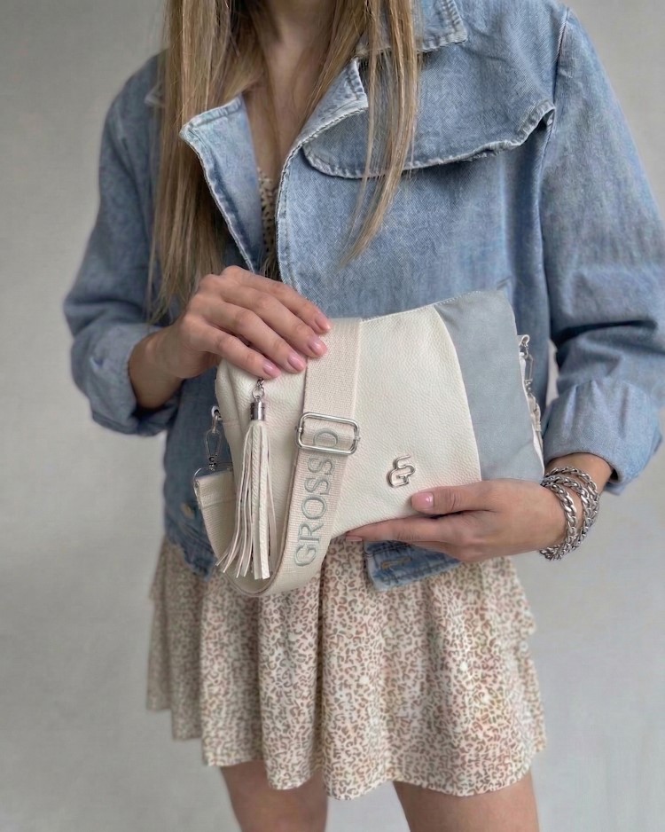 Bielo-modrá crossbody kabelka GROSSO - praktická na každý deň