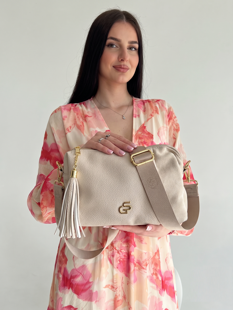 Béžová crossbody kabelka GROSSO - praktická na každý deň