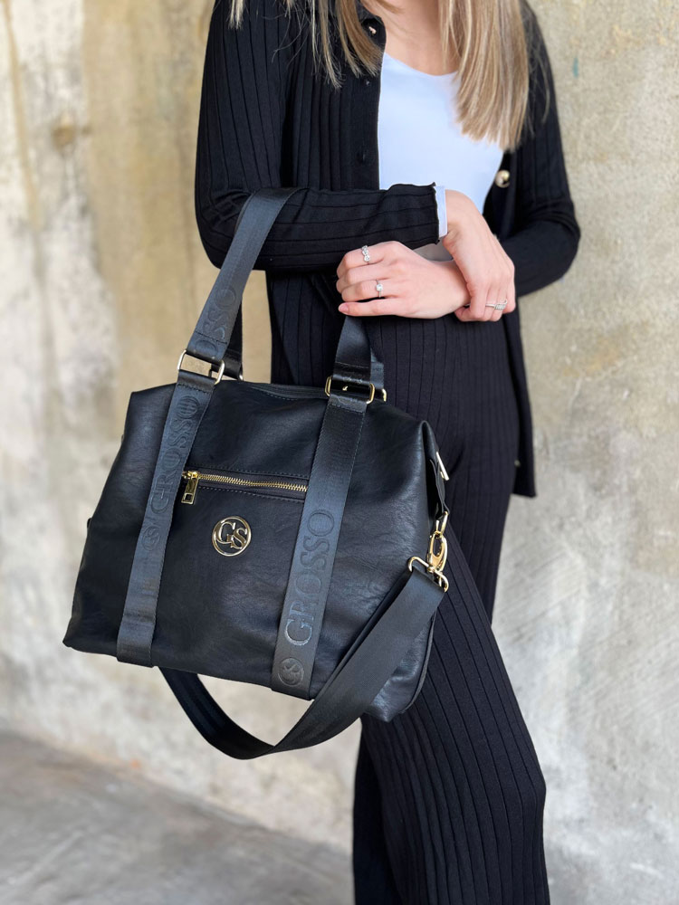 Športovo-elegantná kabelka na rameno GROSSO GS-85-black