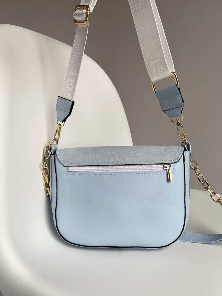 Svetlomodrá crossbody kabelka s dvoma ramienkami Laura Biaggi DX-F290-l.blue