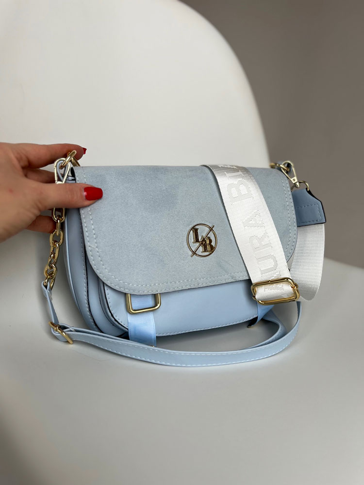 Svetlomodrá crossbody kabelka s dvoma ramienkami Laura Biaggi DX-F290-l.blue